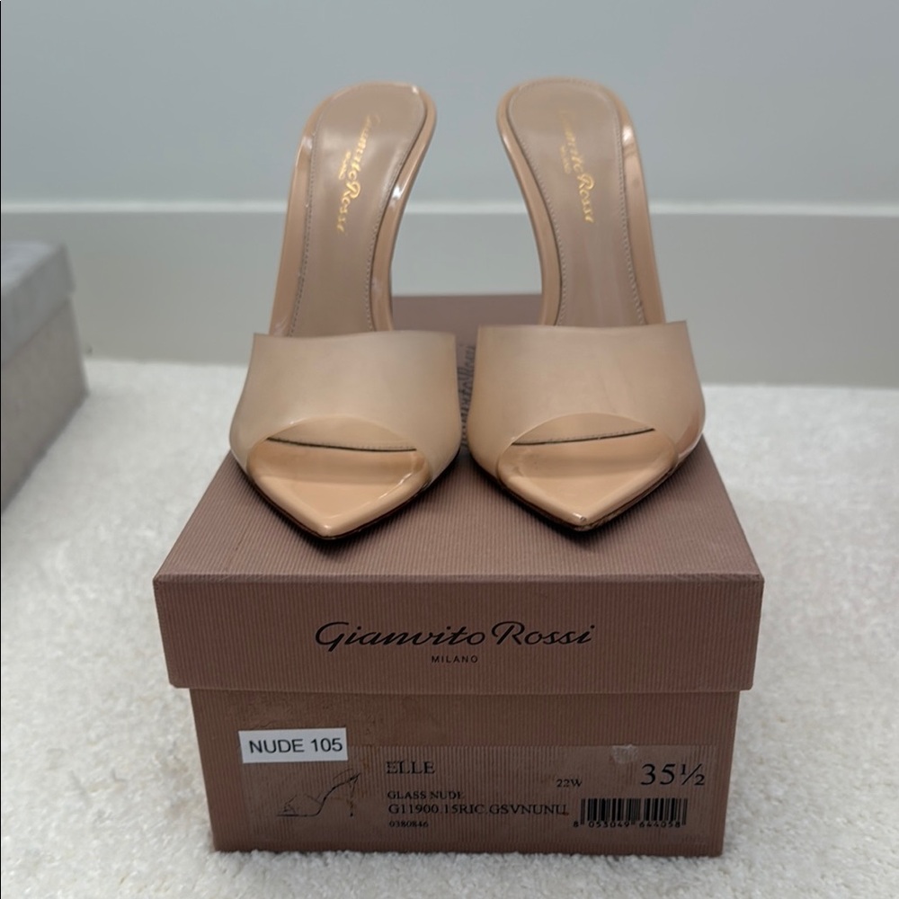 Gianvito Rossi Elle Glass Nude 105 Heels